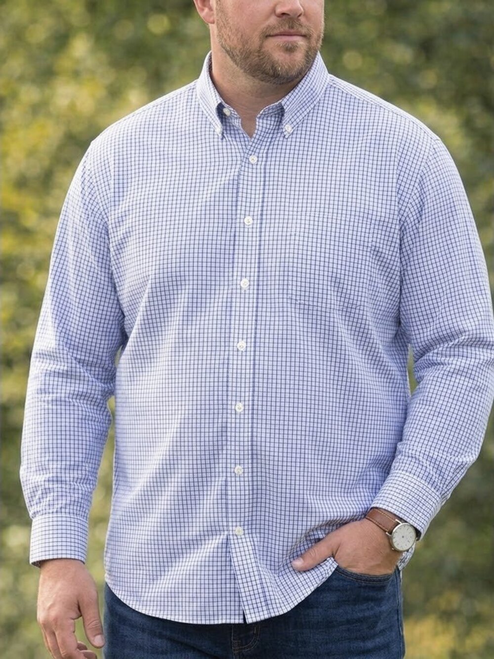 Eddie Bauer Wrinkle Free Button Down Shirt Men’s 2XL Big Tall Blue Check Relaxed